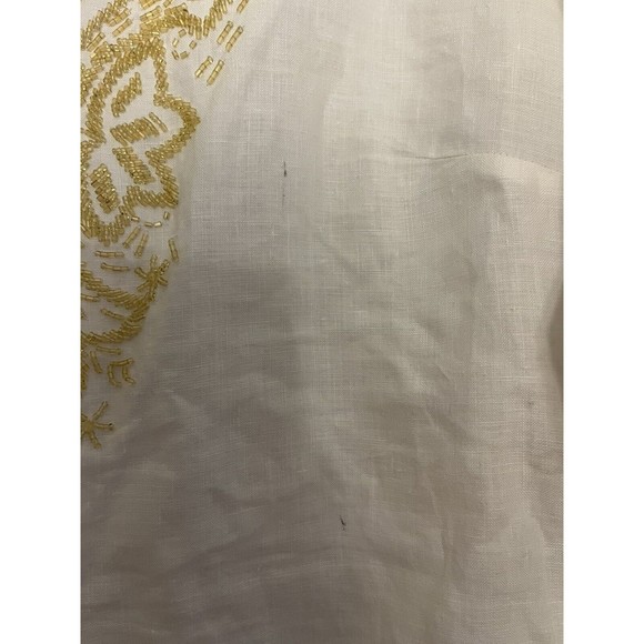 Michael Kors 100% Linen Top Tunic White Beaded Neckline Sleeves Women’s M - Picture 4 of 16